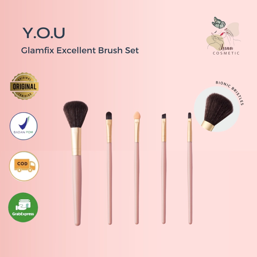 Jual GLAMFIX Excellent Brush Set Make Up 5 Pcs Set Kuas Makeup GLAM