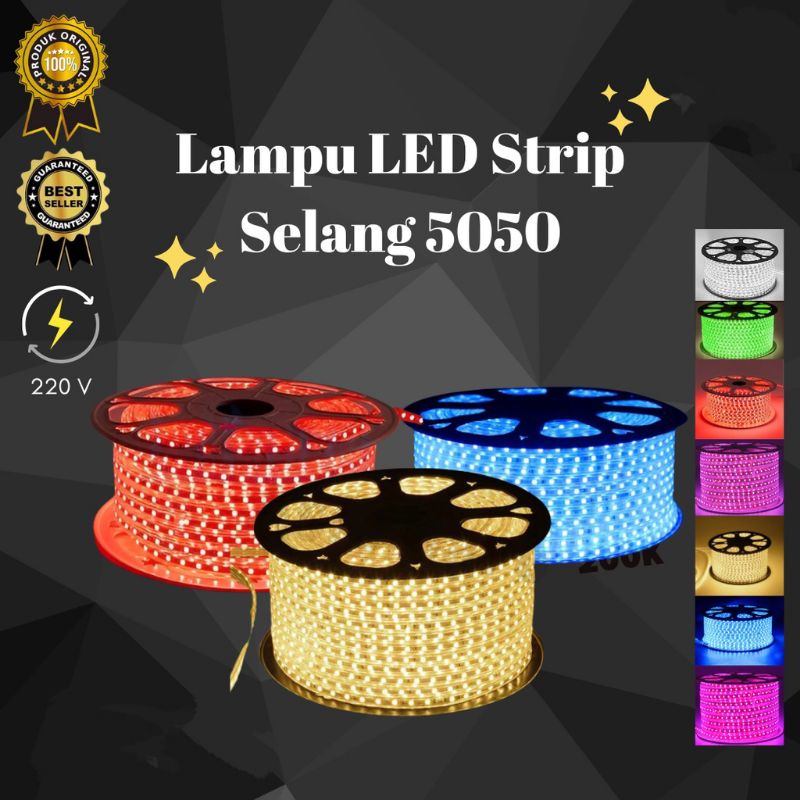 Jual LAMPU LED STRIP SELANG 5050 SMD AC 220V METERAN 1M 100M OUTDOOR