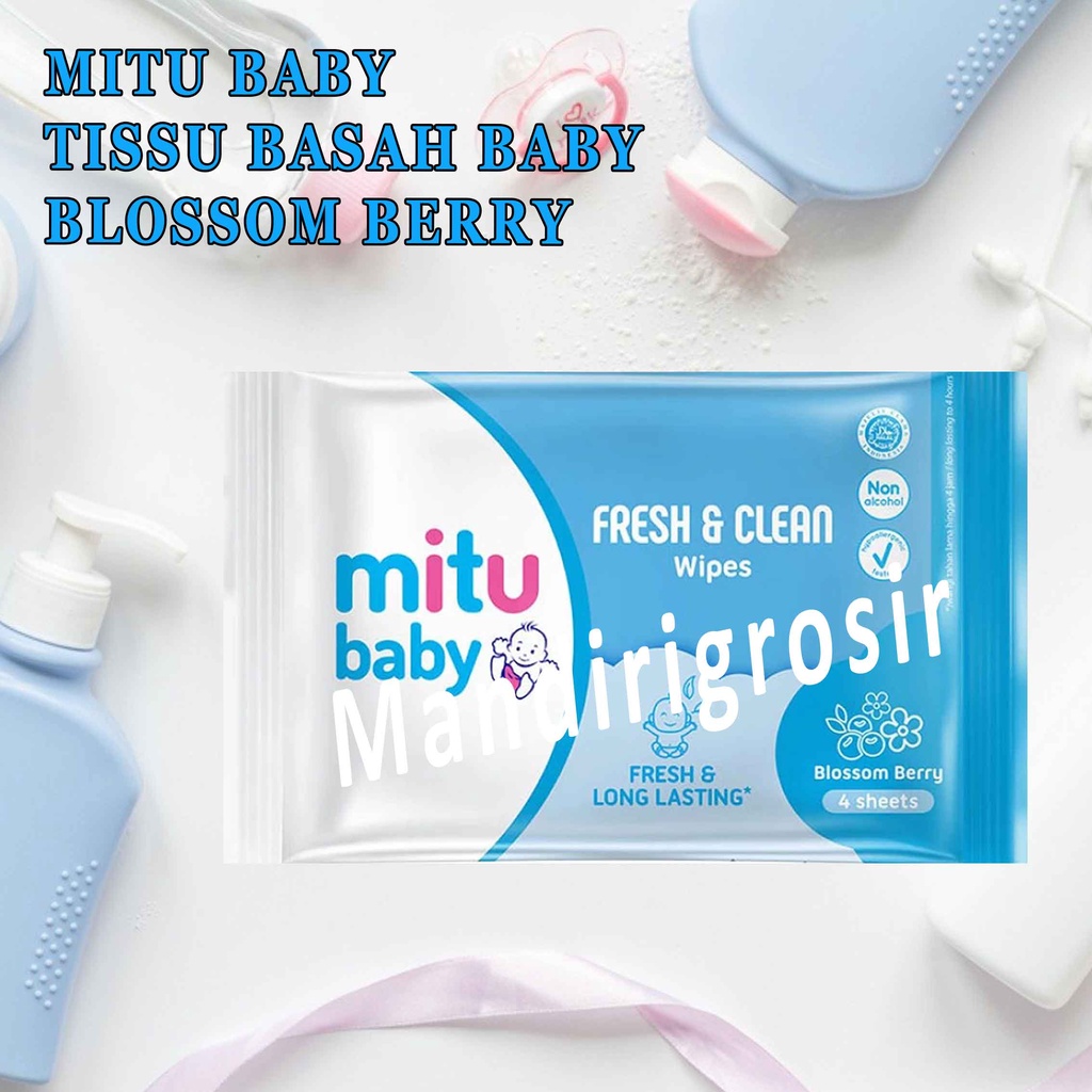 Jual MITU TISSU BASAH BABY 4 SHEET KEMASAN EKONOMIS BLOSSOM BERRY