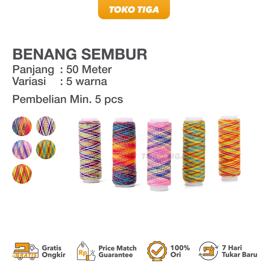 Jual Benang Jahit Warna Warni Multicolor Pelangi Sembur Pcs