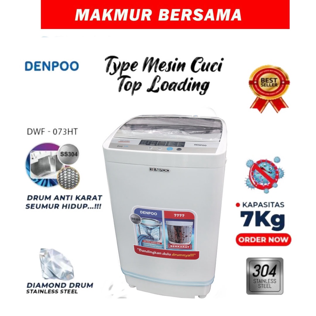 Jual MESIN CUCI 1 TABUNG DENPOO TOP LOADING DWF 073 HT Shopee Indonesia