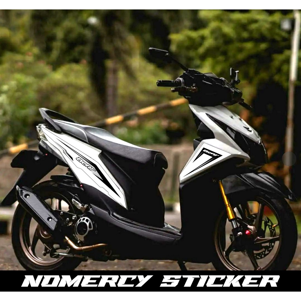 Jual STICKER STRIPING VARIASI HONDA BEAT FI WARNA PUTIH LIS HITAM