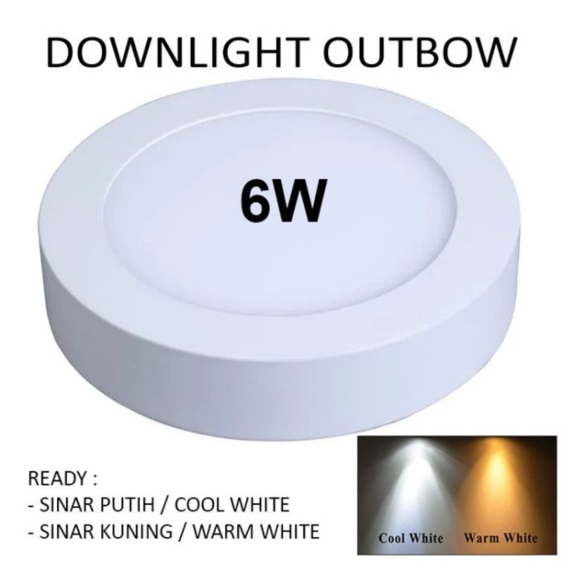 Jual Lampu Downlight LED Panel OB Bulat 6W Outbow 6 W Round 6 Watt