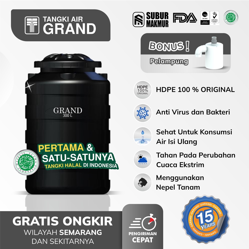 Jual Tangki Halal Tandon Toren Air Grand Liter Tedmond Kuat Tahan