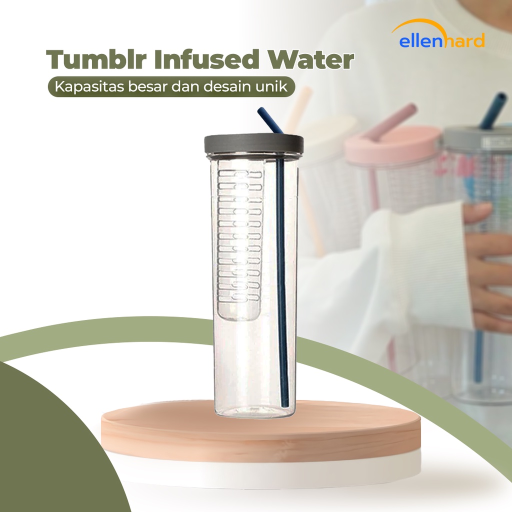 Jual Tumblr Botol Minum Infused Water Gelas Minuman Sedotan Lipat