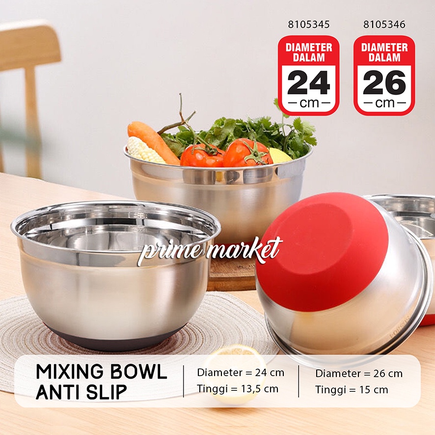 Jual CLAIR Mixing Bowl 26CM Baskom Adonan Stainless Steel TEBAL Anti