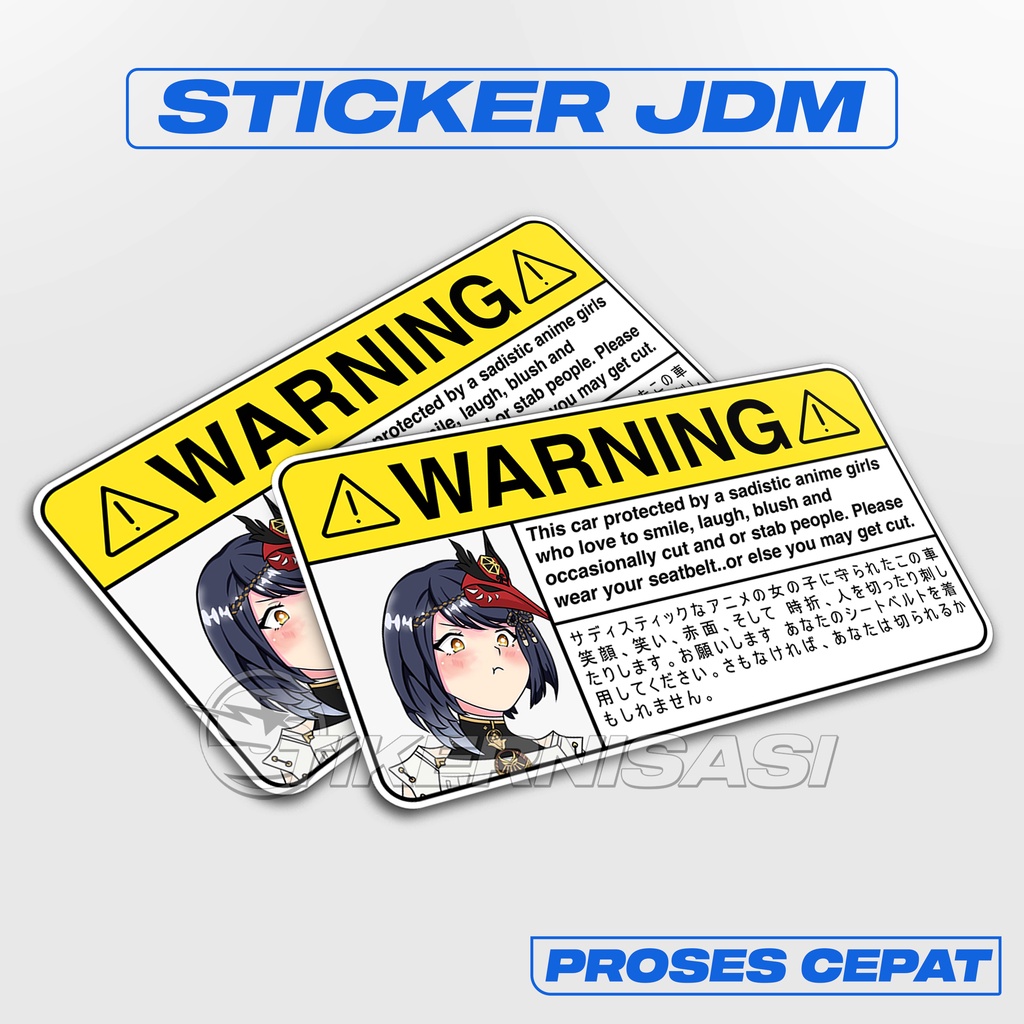 Jual Sticker Slap Jdm Warning Anime Kujou Sara Genshin Impact Shopee