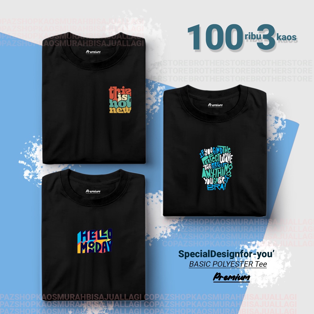 Jual Kaos Distro Pria Wanita PREMIUM Kaos 100 3 Pcs PAKET USAHA