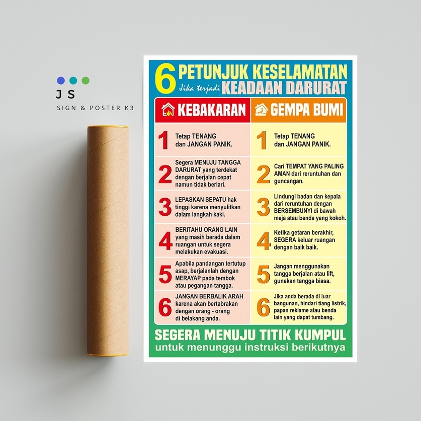 Jual Poster Safety K Petunjuk Keselamatan Jika Terjadi Keadaan