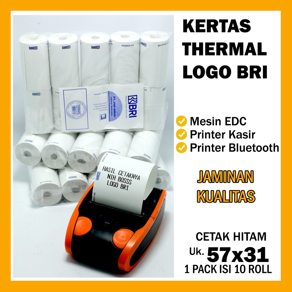 Jual 10 Roll LOGO BRI Kertas Thermal LOGO BRI PT DWI INDAH 57x33