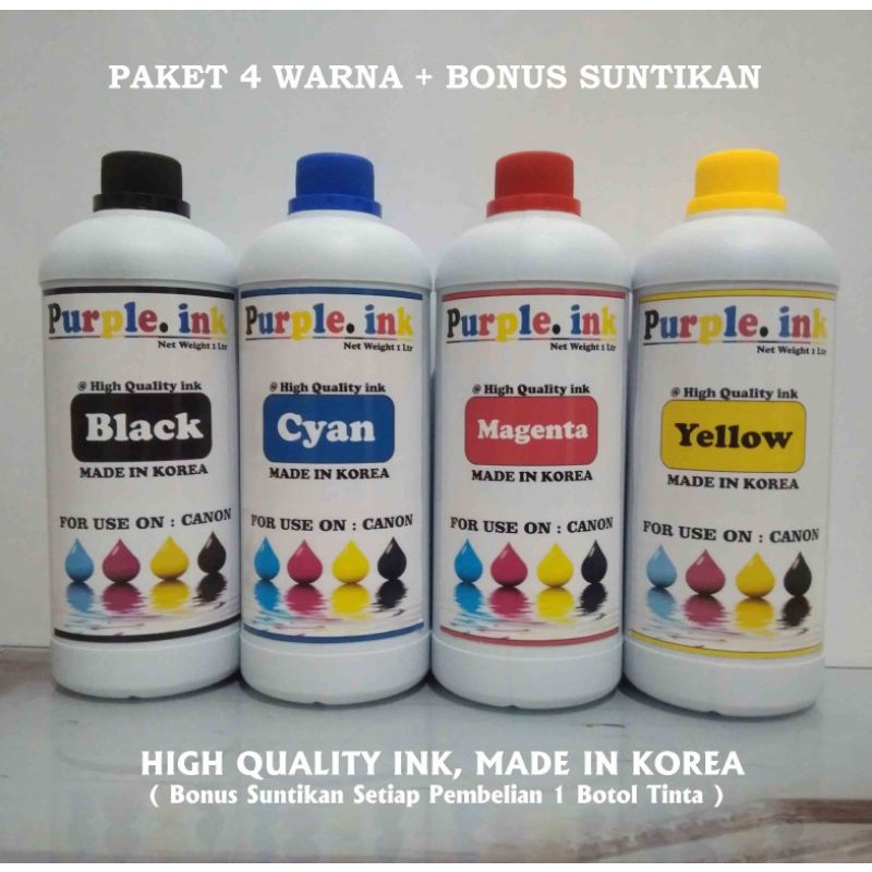 Jual Tinta Refill Printer Canon Isi Liter Purple Ink Paket Warna