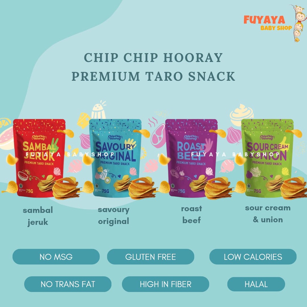 Jual Chip Chip Hooray 75g Premium Taro Snack Cemilan Sehat No MSG