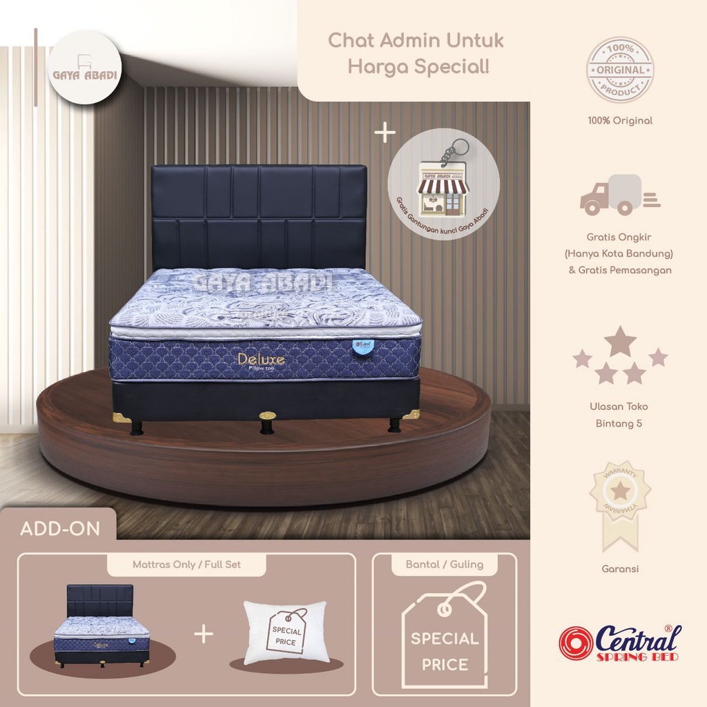 Jual Springbed Central Deluxe Pillow Top Kasur Central Deluxe Pillow