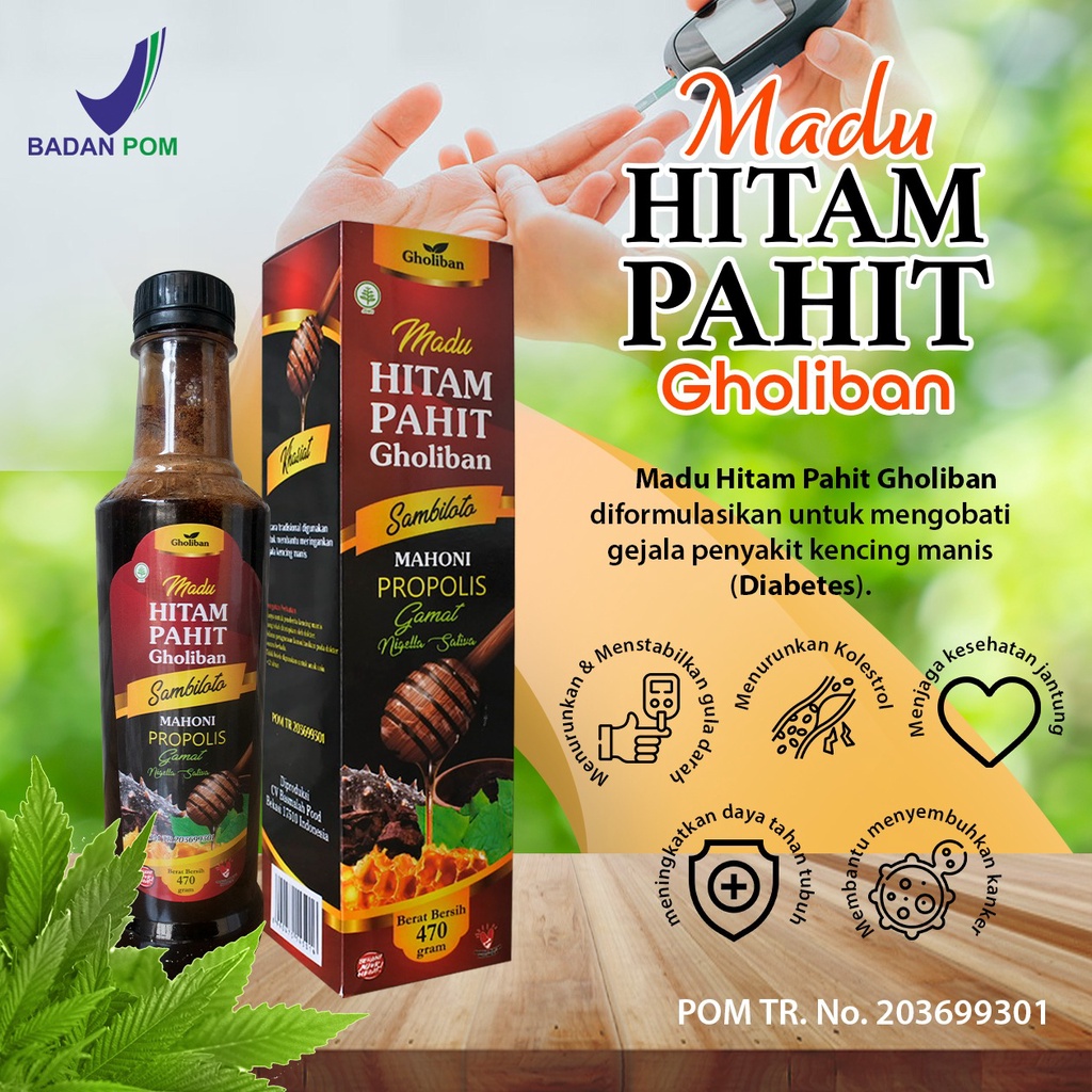 Jual Madu Hitam Pahit Insulin Extra Sambiloto Mahoni Propolis Gamat