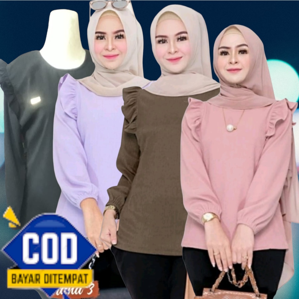 Jual Atasan Wanita Atasan Kemeja Remaja Blouse Polos Korean Style