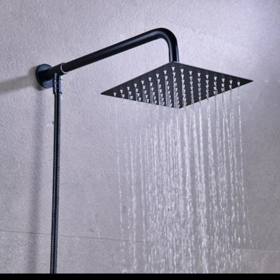 Jual Wall Shower Hitam Tanpa Bobok Shower Rainfall Instalasi Luar