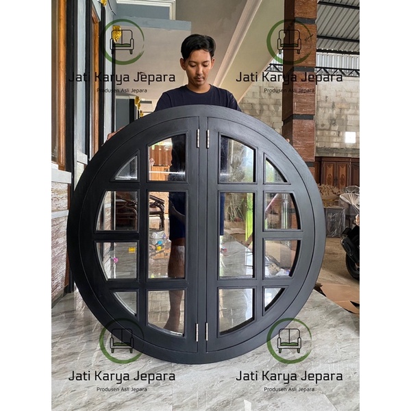 Jual Kusen Jendela Bundar Cm X Cm Kayu Jati Solid Black Free