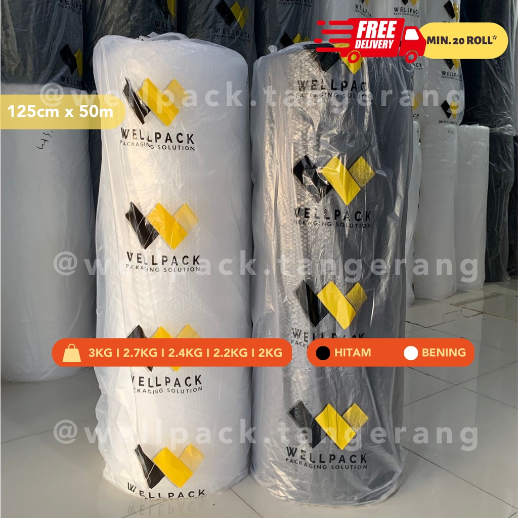 Jual Bubble Wrap Roll Wellpack 125 Cm X 50 M Hitam Bening 3KG 2