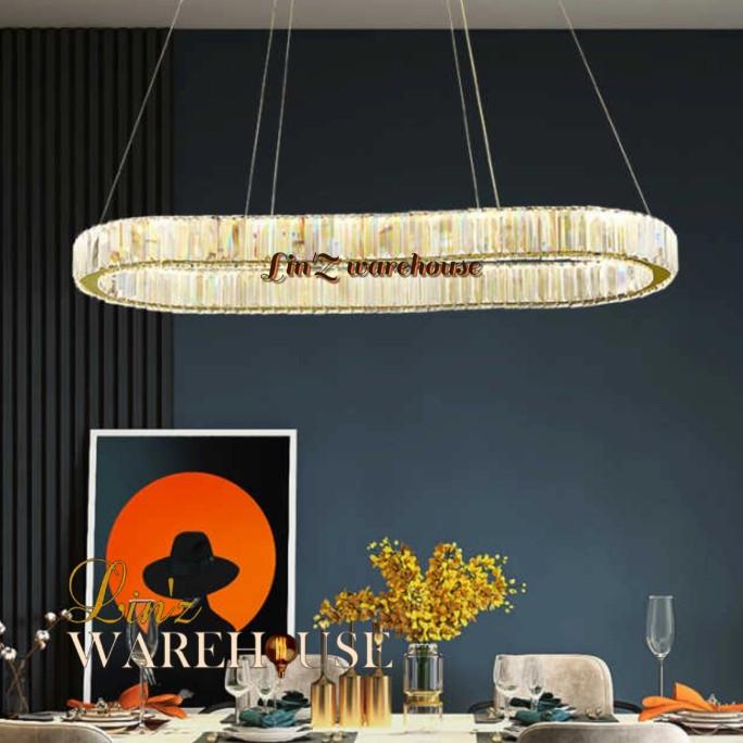 Jual Lampu Gantung Modern Oval Crystal Led Cm Pendant Light