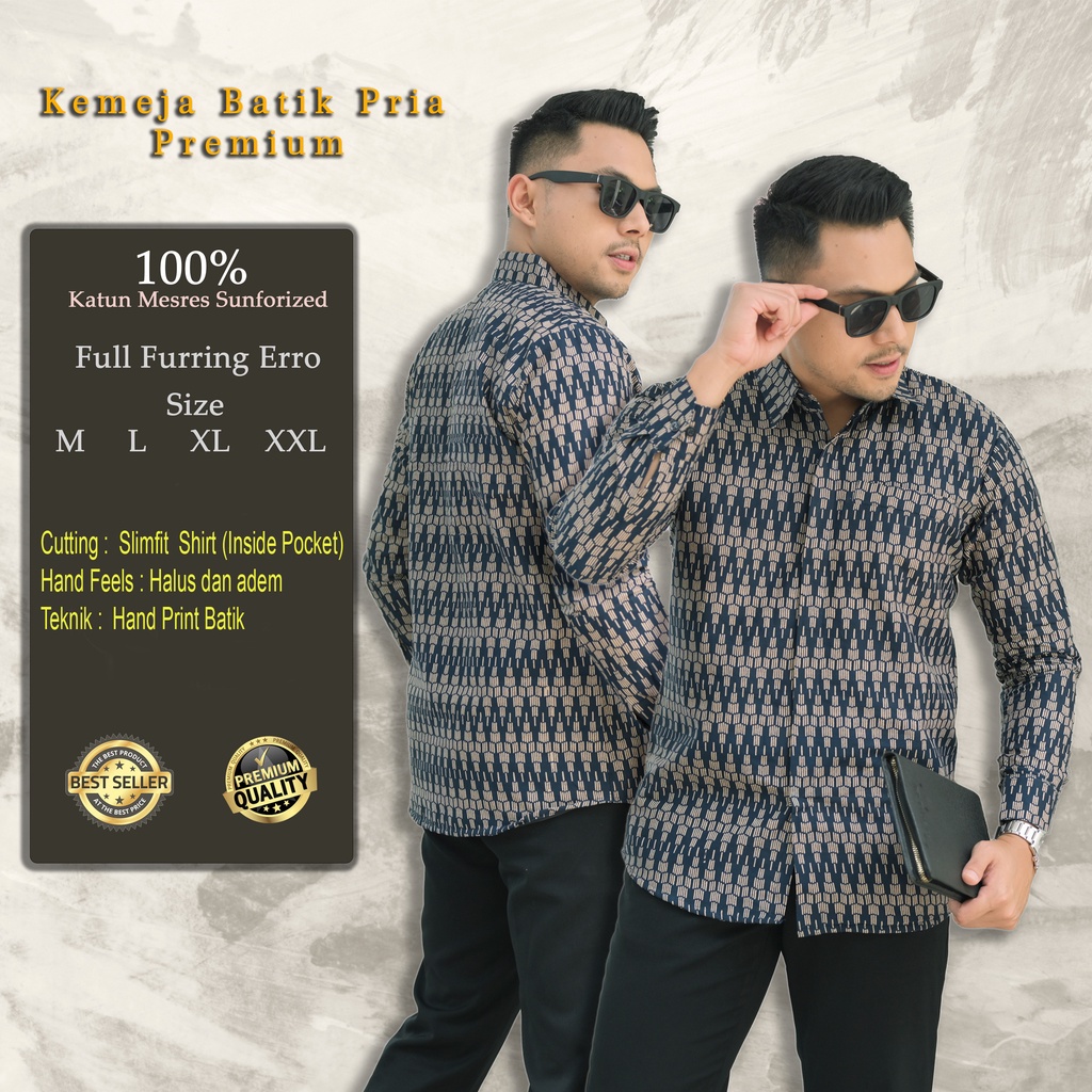 Jual Baju Batik Pria Dewasa Mewah Lengan Panjang Slimfit Terbaru