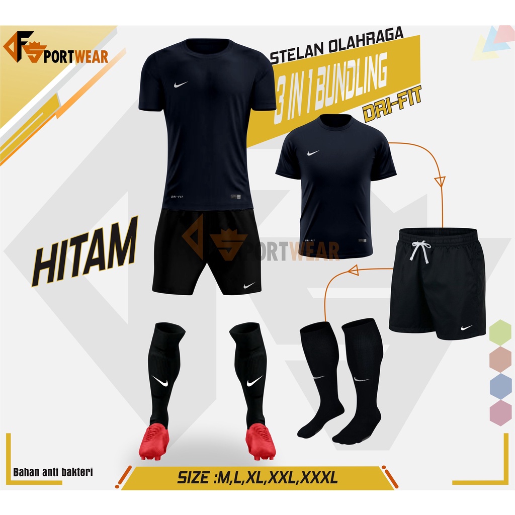 Jual Stelan Baju Jersey Futsal Sepakbola Badminton 3in1 Bundling Dri