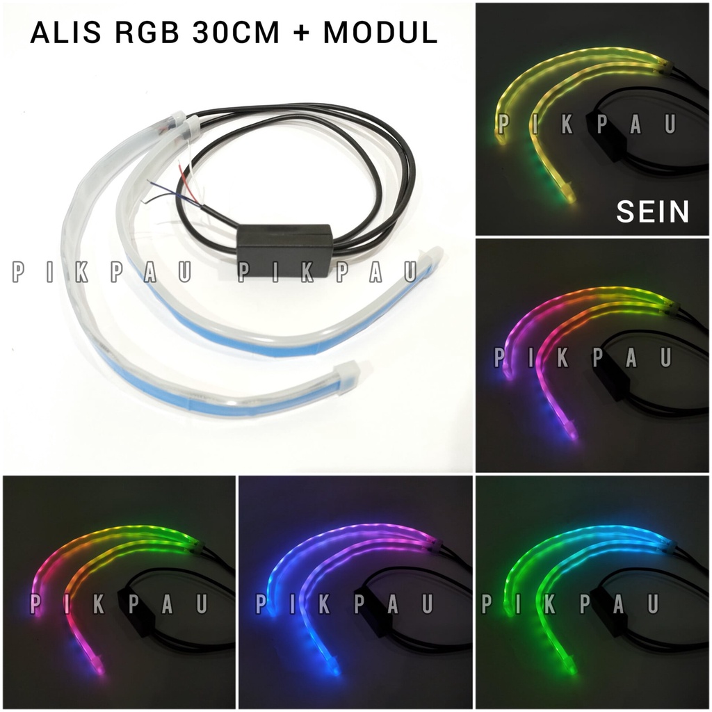 Jual SEPASANG Lampu LED Alis DRL Slim Senja RGB Sein Kuning Modul