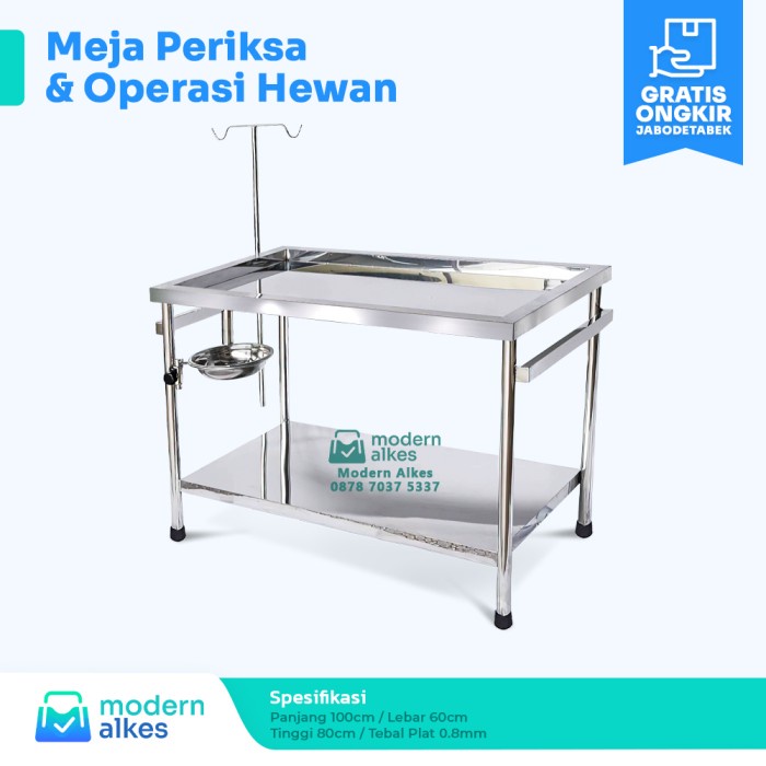 Jual Meja Periksa Operasi Hewan Tanpa Laci 100cm 0 8mm Shopee