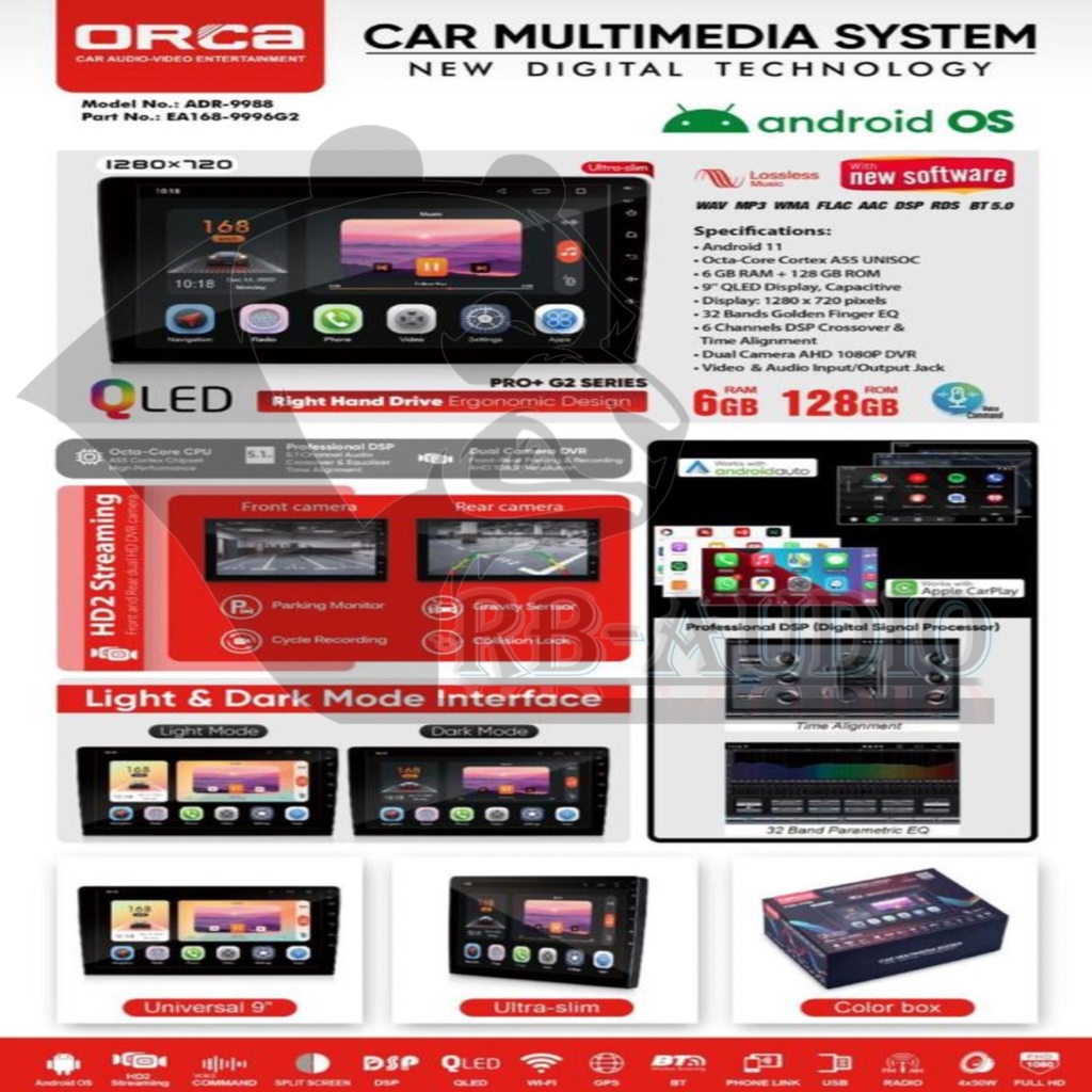 Jual Head Unit Android Inch Orca Adr Pro G Gen Dsp Dual Dvr