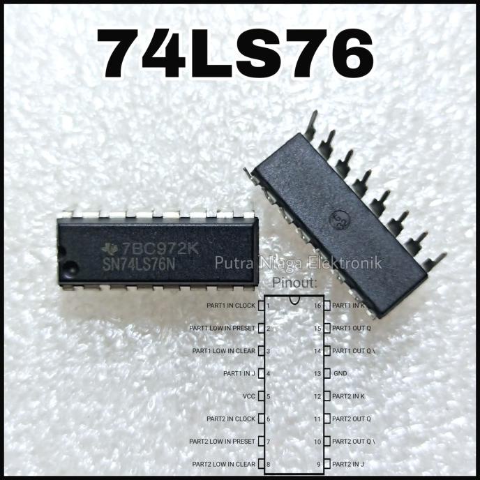 Jual Ic TTL 7476 74LS76 Dip 16p HD74LS76AP SN74LS76N Putr4n14 Shopee