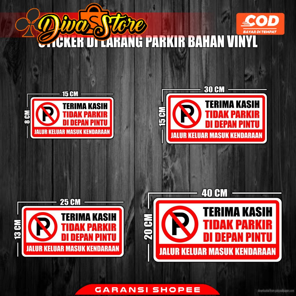 Jual STIKER DILARANG PARKIR DI DEPAN PINTU STICKER DILARANG PARKIR