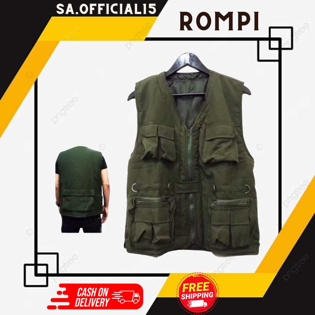 Jual ROMPI TACTICAL OUTDOOR MULTIFUNGSI ROMPI CARGO BANYAK SAKU VEST