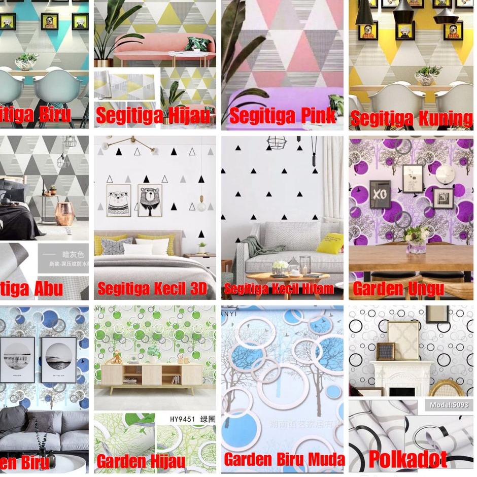 Jual CI WALLPAPER DINDING 45 Cm X 10 M Motif SEGITIGA Polkadot Segi