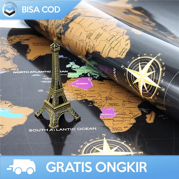 Jual Wall Sticker World Map Stiker Hiasan Dinding Peta Dunia Scratch