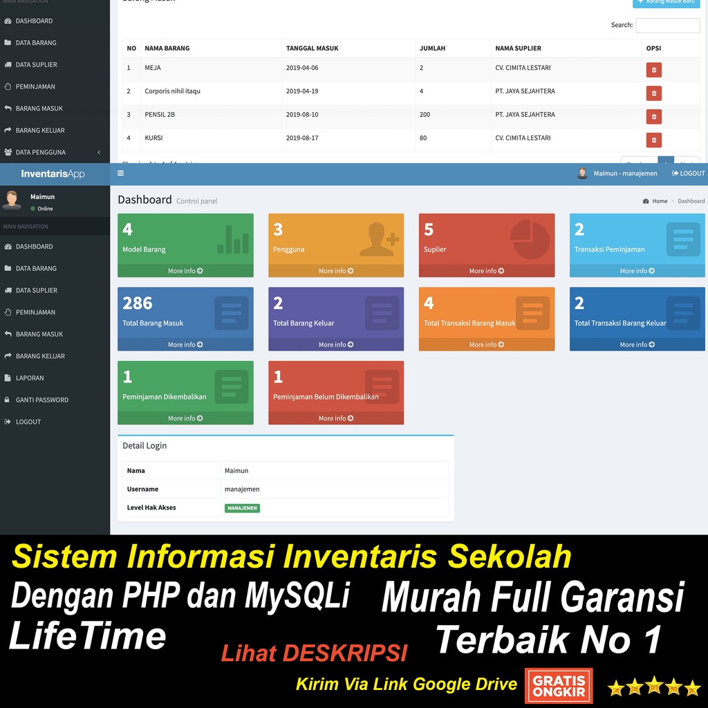 Jual Source Code Sistem Informasi Inventaris Sekolah Dengan PHP Dan