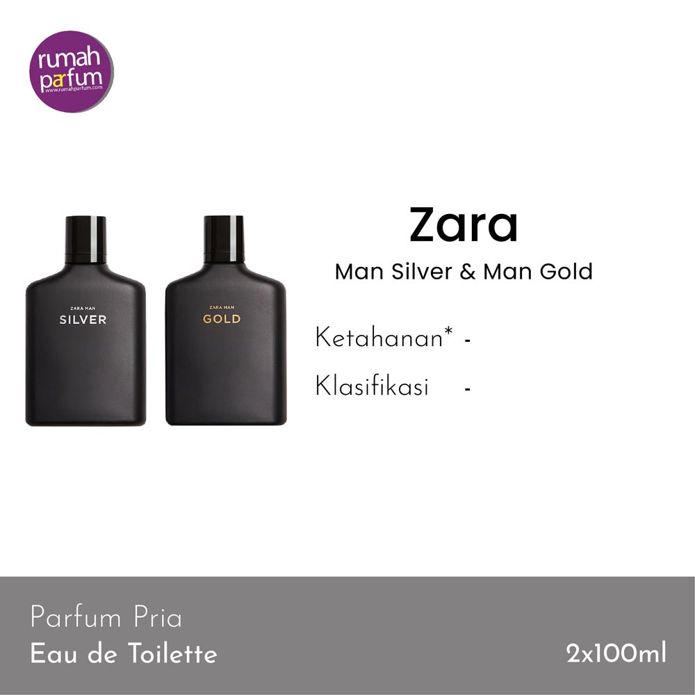 Jual Parfum Pria Zara Man Silver Man Gold Men Tahan Lama Ml