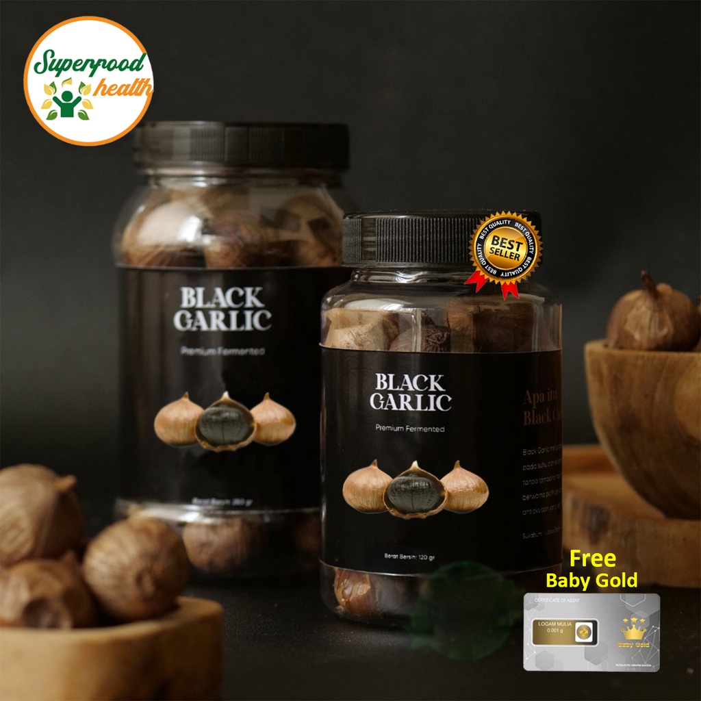 Jual ORI Black Garlic Bawang Hitam Tunggal 250 Gram Free Emas Mini