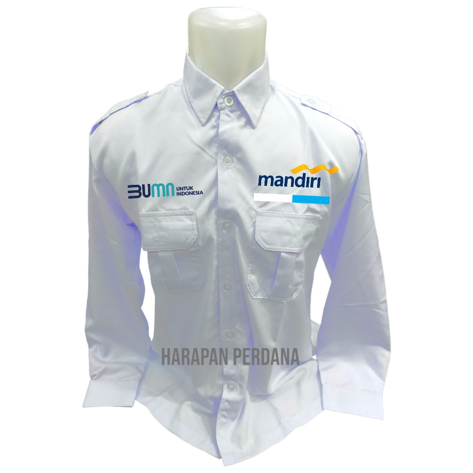 Jual Seragam Kemeja PDH Kantor Bank Mandiri Lengan Panjang Biru Navy