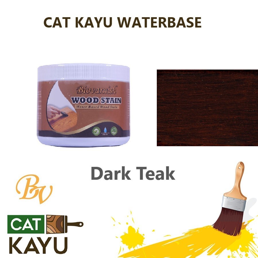 Jual Cat Kayu Waterbase Biovarnish Wood Stain Cup 400gr Dark Teak