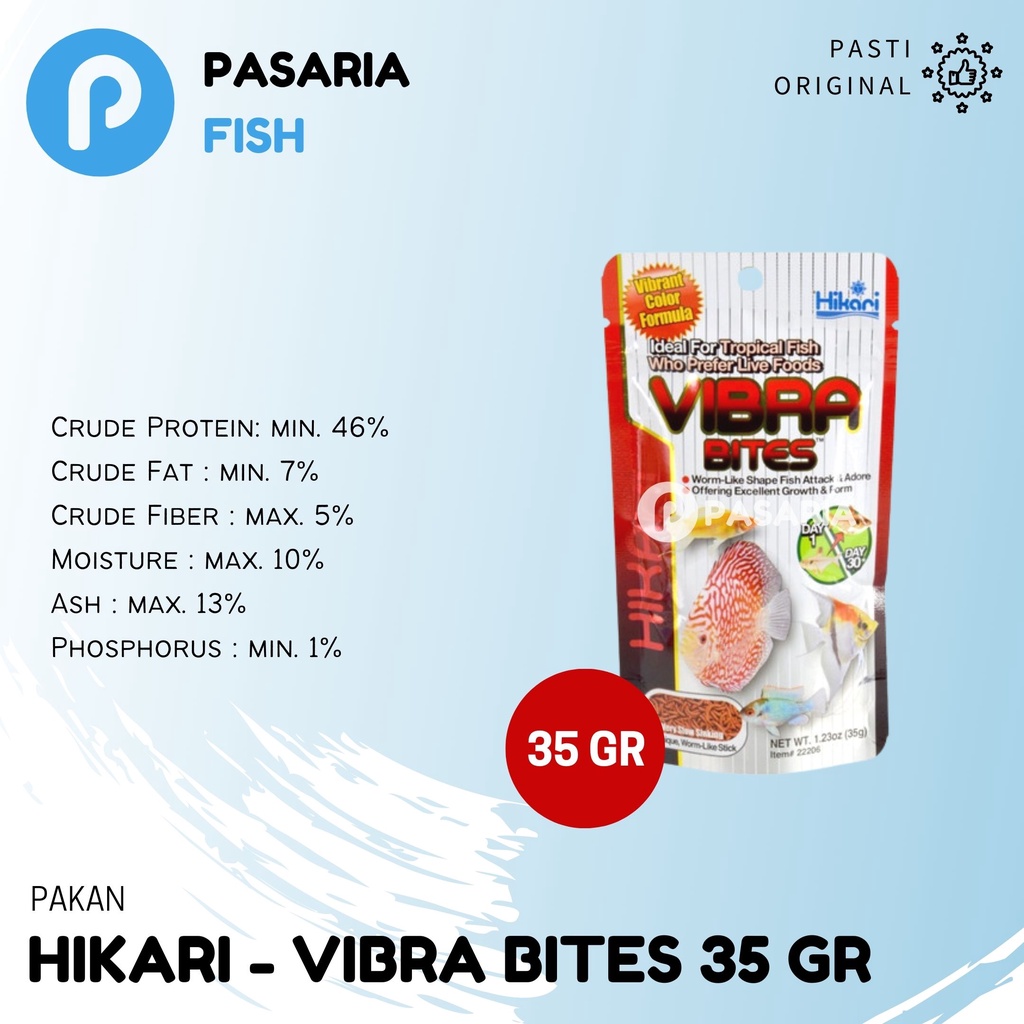 Jual HIKARI VIBRA BITES 35 Gr Pelet Pakan Bentuk Cacing Ikan Hias