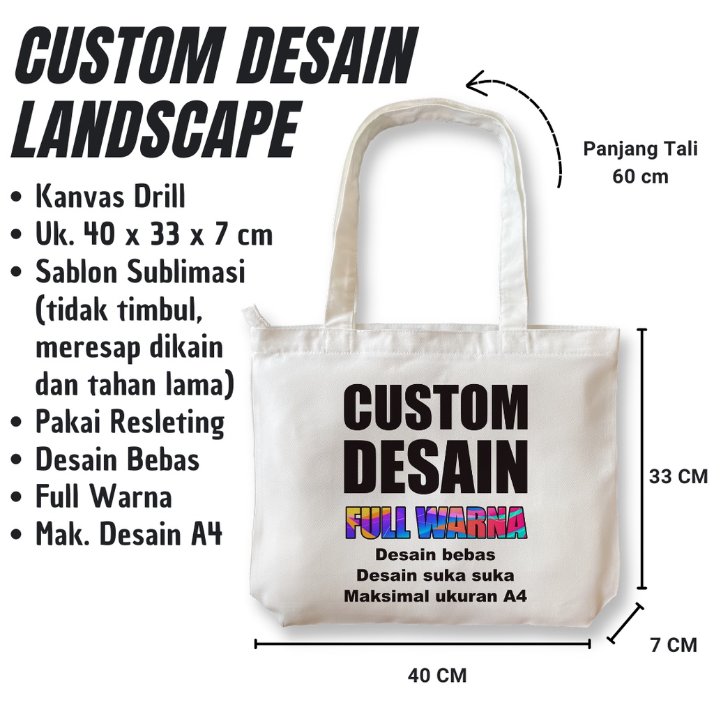 Jual Totebag Landscape Custom Grosir Desain Bebas Hari Jadi Bahan