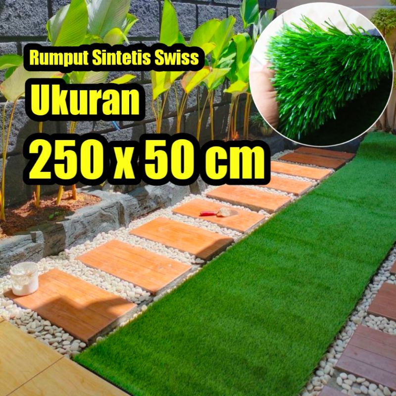 Jual Rumput Sintetis Swiss Full Hijau Ukuran 250x50 Cm Shopee Indonesia