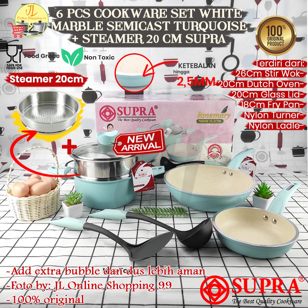 Jual SUPRA Panci Set 6pcs White Marble Lavender Steamer Cookware