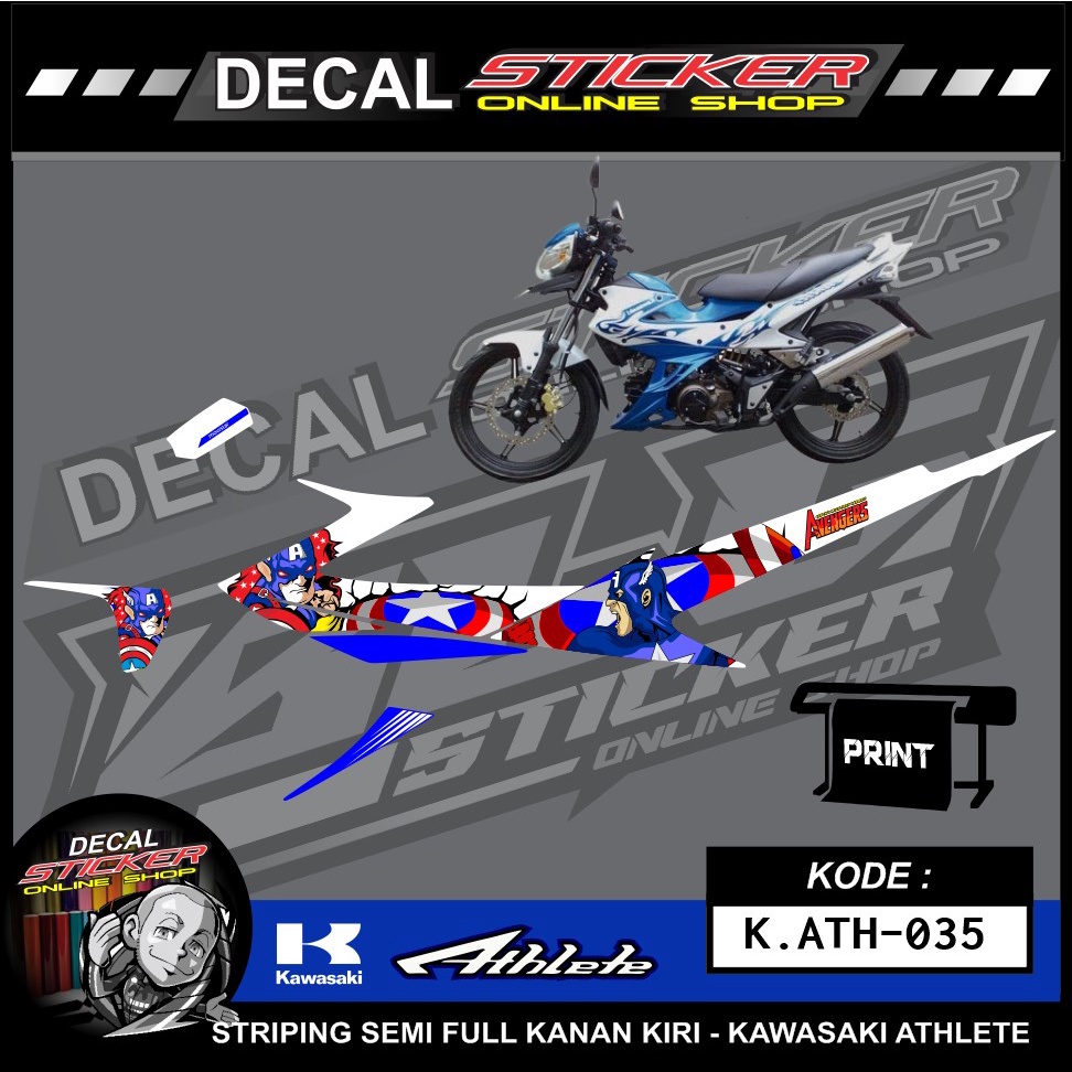 Jual Stiker Motor Kawasaki Athlete Decal Variasi Striping Laminasi