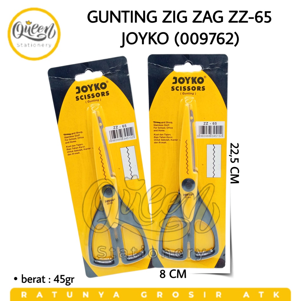 Jual 1 PCS GUNTING ZIG ZAG ZZ65 JOYKO SCISSORS PEMOTONG KERTAS GERIGI