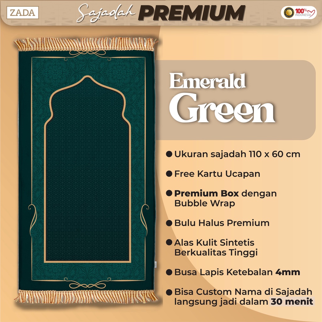 Jual Sajadah Bulu Print Premium ZADA Empuk Dengan Busa 4 MM Dan FREE