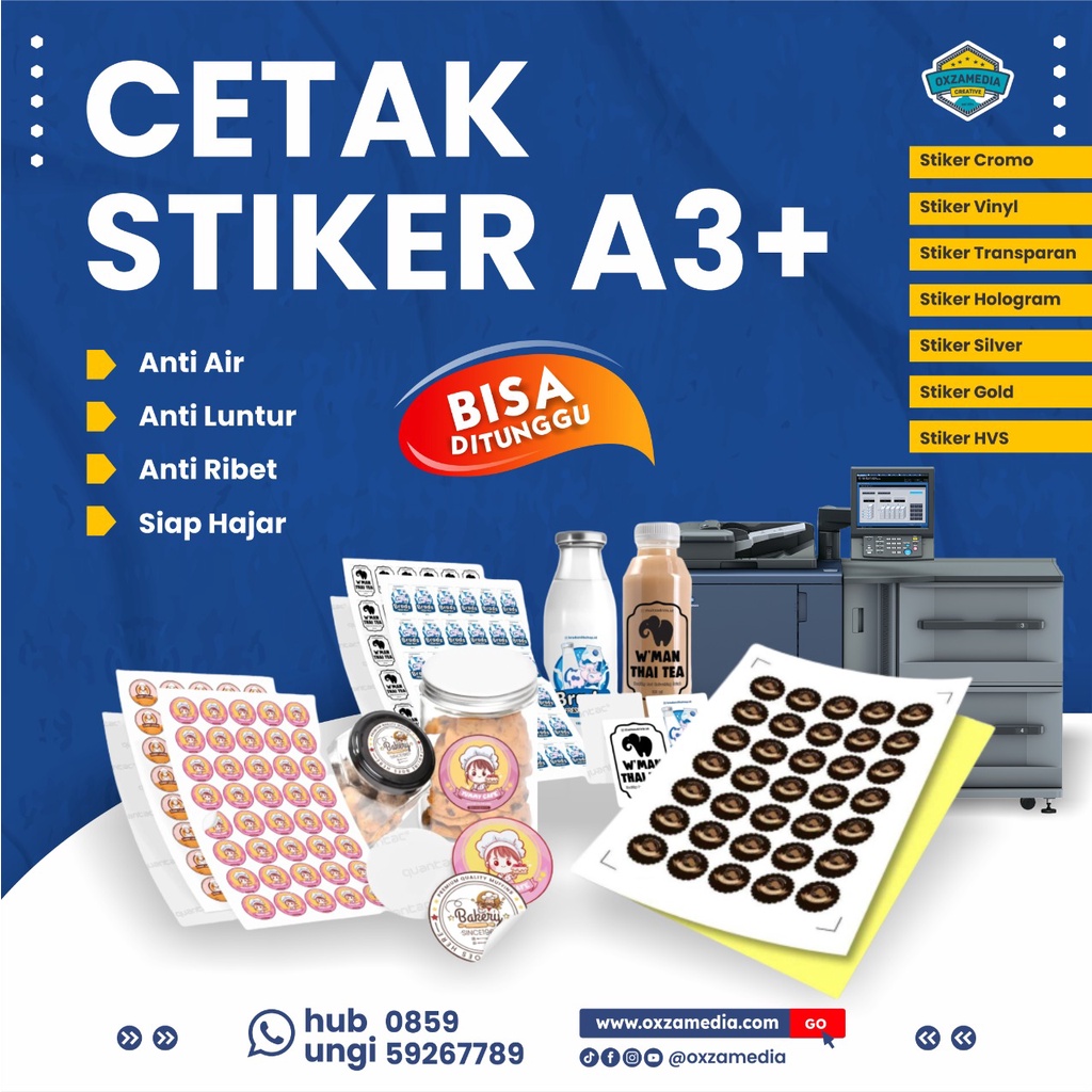 Jual CETAK STIKER A3 BISA CUSTOM DESAIN CUTTING SESUAI POLA KISS