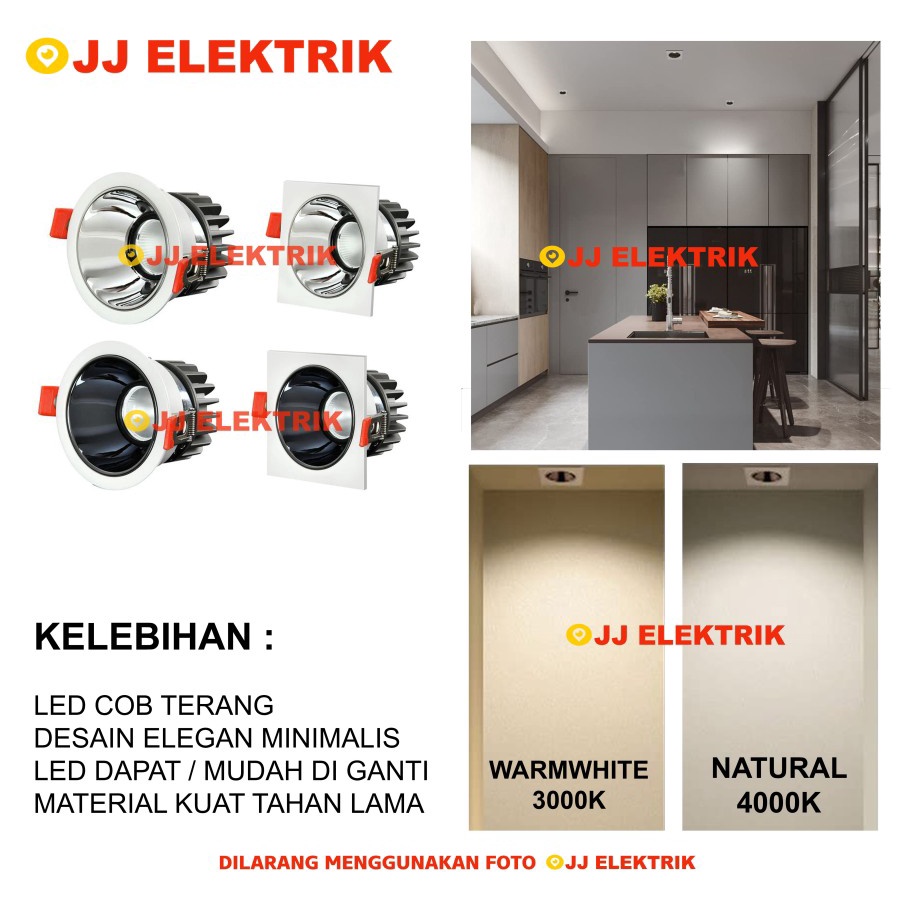 Jual Lampu Downlight Bulat Kotak Plafon 12W 12 Watt Lampu Spotlight LED