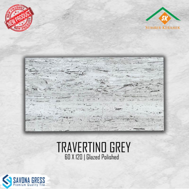 Jual Granite Lantai 60x120 Travertino Grey Savona Gress Glossy Kw 1