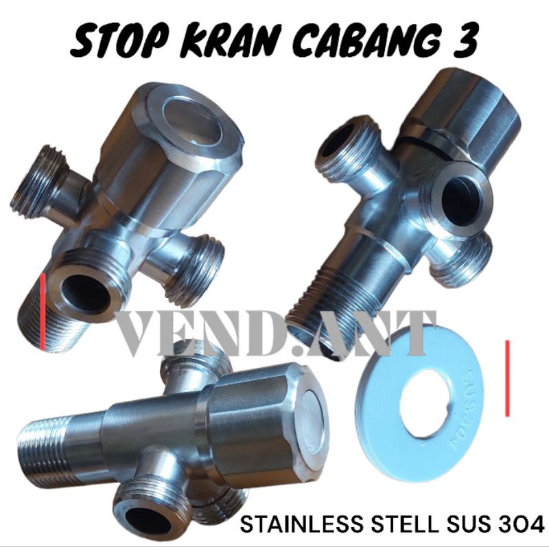 Jual Stop Kran Cabang 3 Keran Kran Tiga Arah Air Stainless Stell Sus