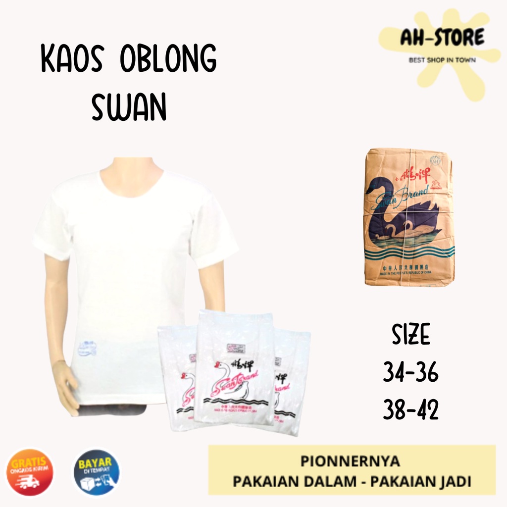 Jual Oblong SWAN Kaos Polos Pria Putih Ukuran 34 42 Pakaian Dalam